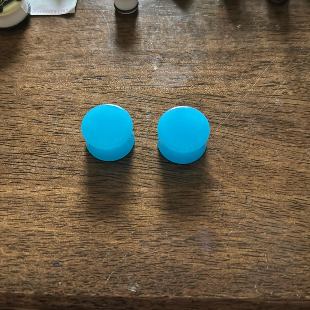 Blue plastic plugs